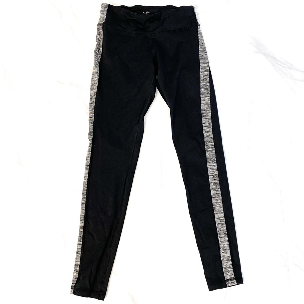 Champion black leggings duo-dry with grey stripes